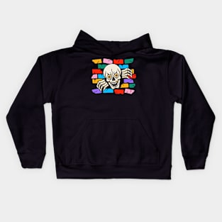 Skull wall rainbow Kids Hoodie